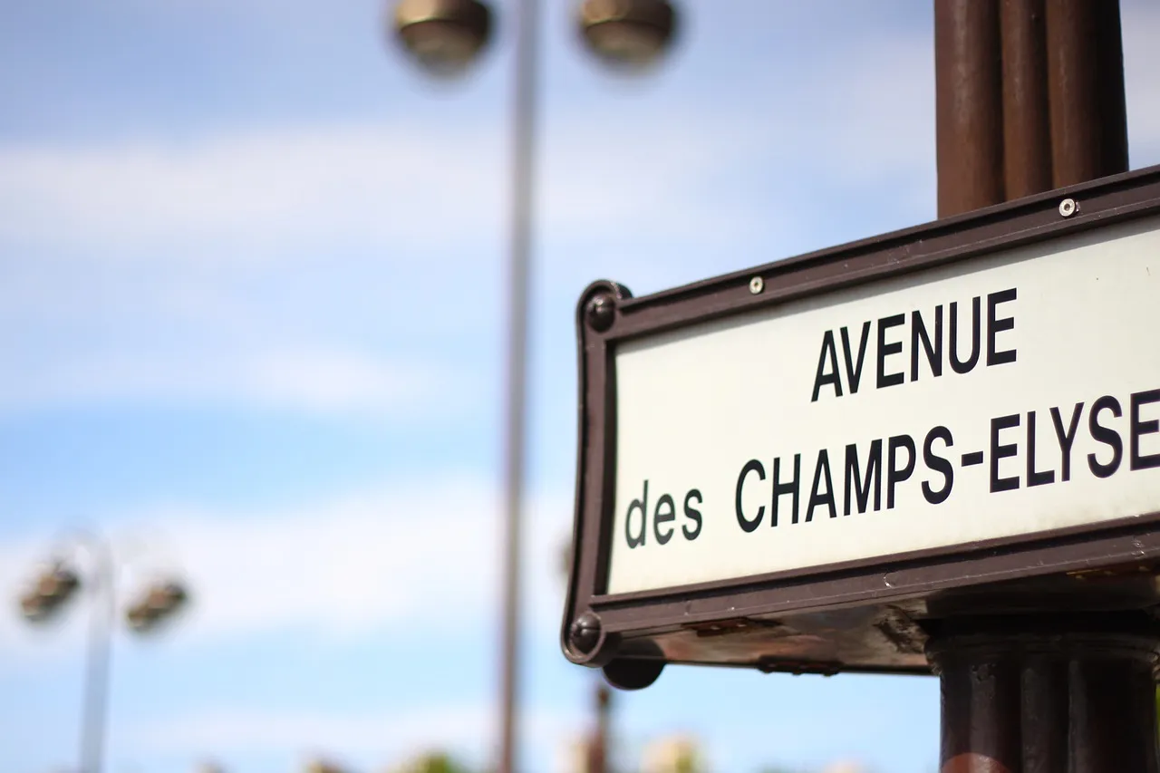 letrero de avenue champs elyse en francia.